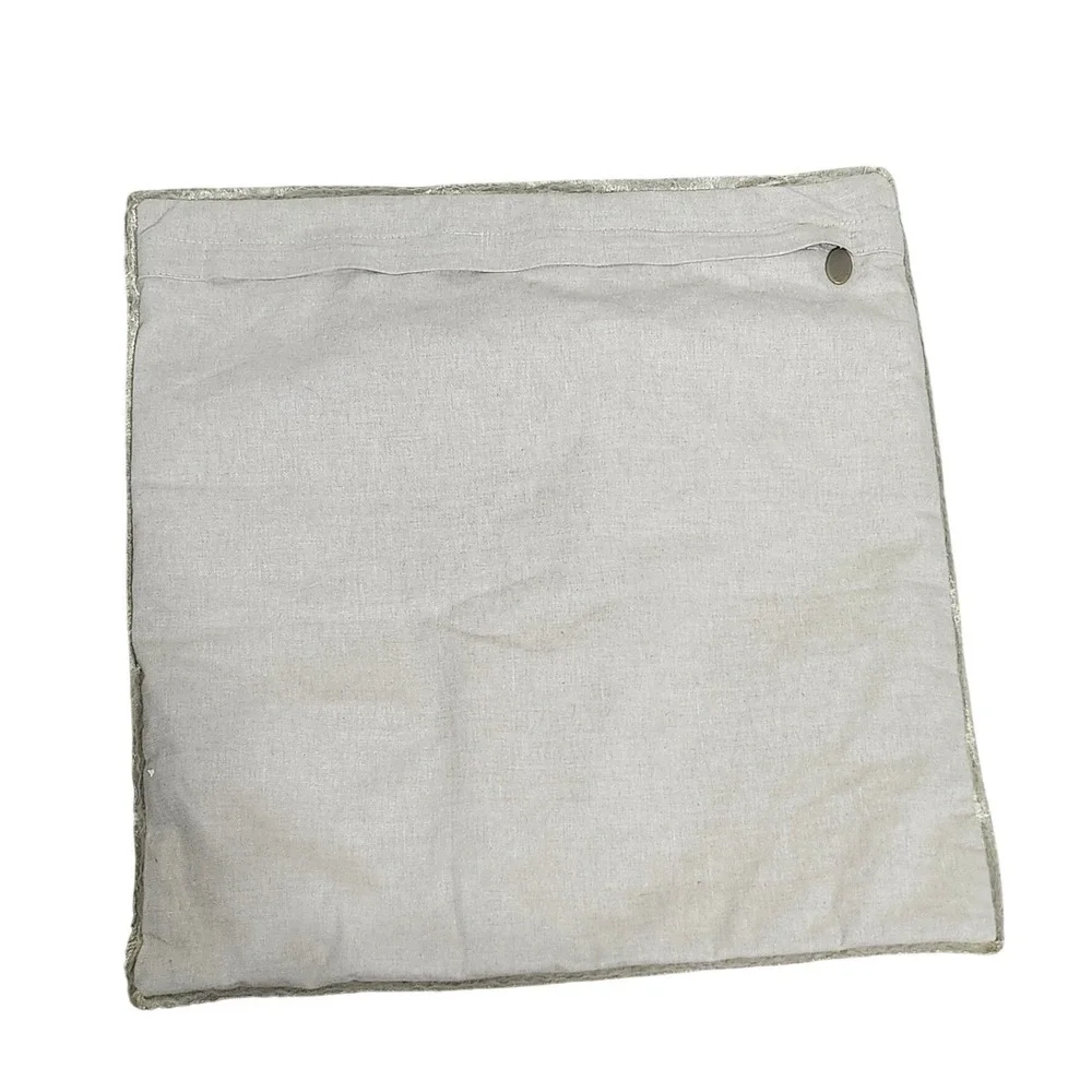 Pier‎ 1 Imports Beige Floral Embroidered Beaded Square Throw Pillow Cover